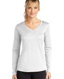 LST353LS Sport-Tek® Ladies Long Sleeve V-Neck Com in White