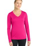 LST353LS Sport-Tek® Ladies Long Sleeve V-Neck Com in Pink raspberry