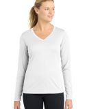 LST353LS Sport-Tek® Ladies Long Sleeve V-Neck Com in White