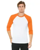 BELLA+CANVAS 3200 Unisex Baseball Tee WHT/ NEON ORANGE