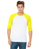 BELLA+CANVAS 3200 Unisex Baseball Tee WHT/ NEON YELLOW