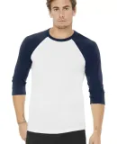 BELLA+CANVAS 3200 Unisex Baseball Tee WHITE/ NAVY
