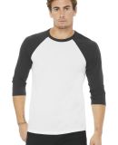 BELLA+CANVAS 3200 Unisex Baseball Tee in White/ asphalt