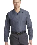 CS10 Red Kap - Long Sleeve Striped Industrial Work Grey/Blue