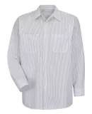 CS10LONG Red Kap - Long Size, Long Sleeve Striped  Grey/White