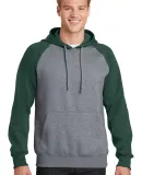 ST267 Sport-Tek® Raglan Colorblock Pullover Hoode For Grn/Vnt He