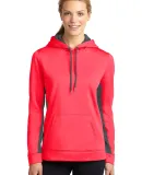 LST235 Sport-Tek® Ladies Sport-Wick® Fleece Colo Hot Cor/DkSmGy