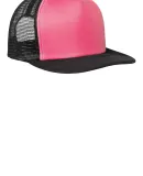 DT624 - District Flat Bill Snapback Trucker Cap Neon Pink