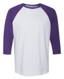 M3229 All Sport Men's Baseball T-Shirt White/ Sport Purple