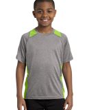 YST361 Sport-Tek® Youth Heather Colorblock Conten in Vnt he/lime sh
