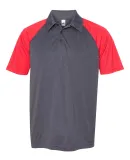 M1829 All Sport Men's Performance Three-Button Rag Dark Grey Heather/ Sport Red