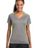 LST361 Sport-Tek® Ladies Heather Colorblock Conte VH/Lime Shock