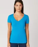 LC1125 Cotton Heritage Juniors V-Neck Tee in Turquoise