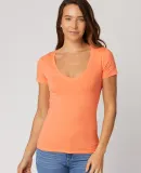 LC1125 Cotton Heritage Juniors V-Neck Tee in Cantaloupe