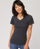 HC1125 Cotton Heritage Womens V Neck T Shirts in Charcoal heather discontinued