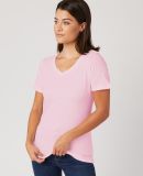 HC1125 Cotton Heritage Womens V Neck T Shirts in Charity pink (discontinued)