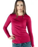 L1905 Cotton Heritage Junior's Thermal Crew Neck T in Hot pink