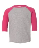 3330 Rabbit Skins Toddler Baseball Raglan Vintage Heather/ Vintage Hot Pink