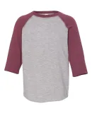 3330 Rabbit Skins Toddler Baseball Raglan Vintage Heather/ Vintage Burgundy