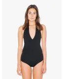 American Apparel RSA8312W Ladies' Cotton Spandex Halter Bodysuit Black