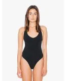 American Apparel RSA8336W Ladies' Cotton Spandex Tank Thong Bodysuit Black