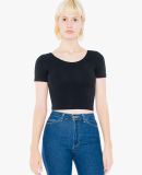 American Apparel SA8380W Ladies' Cotton Spandex Short-Sleeve Crop Top Black