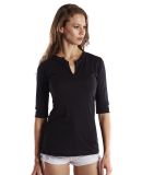 US Blanks US205 Ladies' 3.5 oz. Elbow Sleeve Footie Tee Black