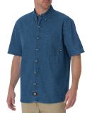 Dickies Workwear WS300T Men's Tall Short-Sleeve Denim Shirt STONEWASH INDIGO