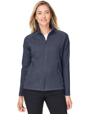 North End NE727W Ladies' Spirit Textured Full-Zip in Classic navy hth