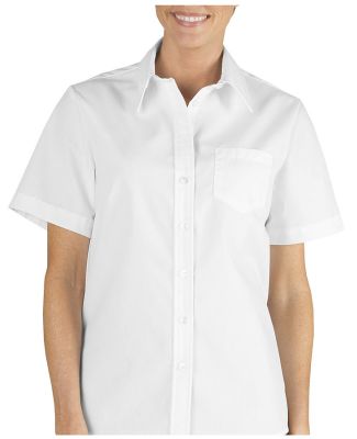 FS136 Dickies Women's Short Sleeve Stretch Poplin Shirt WHITE