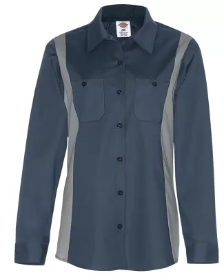 Dickies Workwear FL524 Ladies' Industrial Long-Sleeve Color Block Shirt BLACK/ CHARCOAL