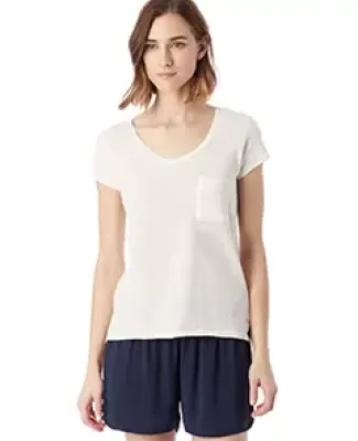 Alternative 12412 Women's Washed Slub Favorite Pocket T-Shirt VINTAGE WHITE
