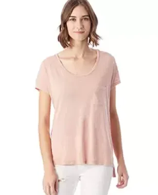 Alternative 12412 Women's Washed Slub Favorite Pocket T-Shirt ROSE QUARTZ PIGM