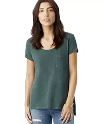 Alternative 12412 Women's Washed Slub Favorite Pocket T-Shirt DUSTY PINE