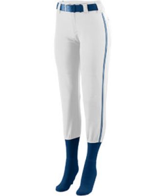 Augusta Sportswear 1249 Girls' Low Rise Collegiate Pant White/ Navy/ White