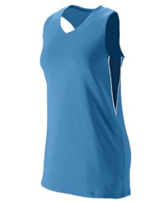 Augusta Sportswear 1291 Girls' Inferno Jersey Columbia Blue/ Navy/ White