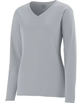 Augusta Sportswear 1789 Girls' Long Sleeve Wicking T-Shirt Silver Grey