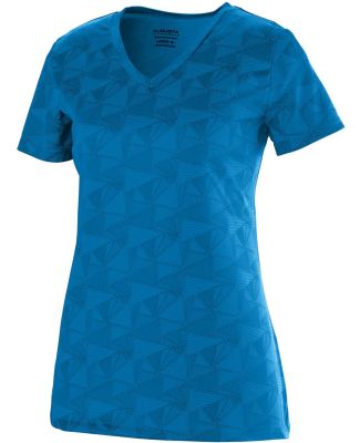 Augusta Sportswear 1792 Women's Elevate Wicking T-Shirt Power Blue/ Black Print