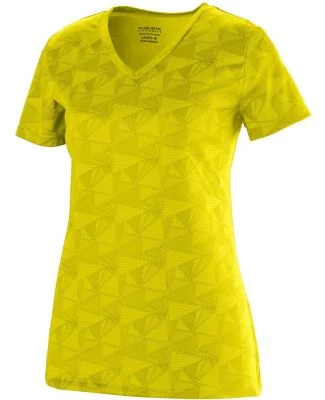 Augusta Sportswear 1792 Women's Elevate Wicking T-Shirt Power Yellow/ Black Print