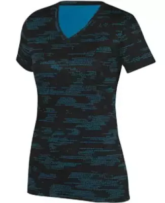 Augusta Sportswear 1803 Women's Sleet Wicking Tee Black/ Power Blue