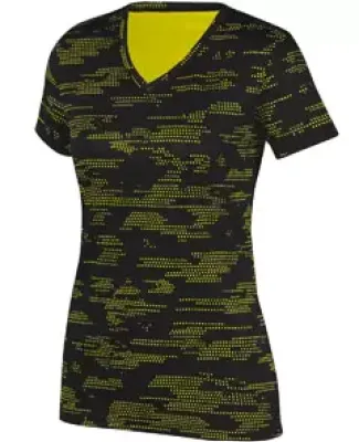 Augusta Sportswear 1803 Women's Sleet Wicking Tee Black/ Power Yellow