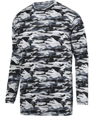 Augusta Sportswear 1807 Mod Camo Long Sleeve Wicking Tee Black Mod