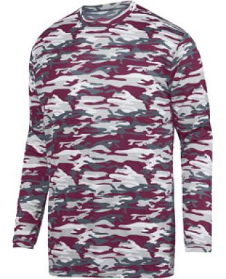 Augusta Sportswear 1807 Mod Camo Long Sleeve Wicking Tee Maroon Mod