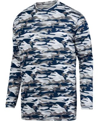 Augusta Sportswear 1807 Mod Camo Long Sleeve Wicking Tee Navy Mod