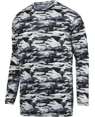 Augusta Sportswear 1808 Youth Mod Camo Long Sleeve Wicking Tee Black Mod