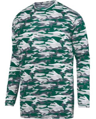 Augusta Sportswear 1808 Youth Mod Camo Long Sleeve Wicking Tee Dark Green Mod