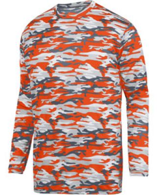 Augusta Sportswear 1808 Youth Mod Camo Long Sleeve Wicking Tee Orange Mod