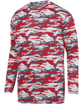 Augusta Sportswear 1808 Youth Mod Camo Long Sleeve Wicking Tee Red Mod