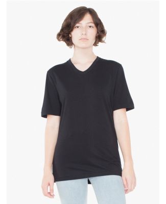 American Apparel 24321OW Unisex Organic Fine Jersey Short-Sleeve Classic V-Neck Black