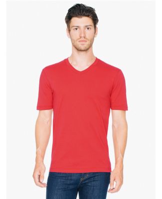 American Apparel 24321OW Unisex Organic Fine Jersey Short-Sleeve Classic V-Neck Radish